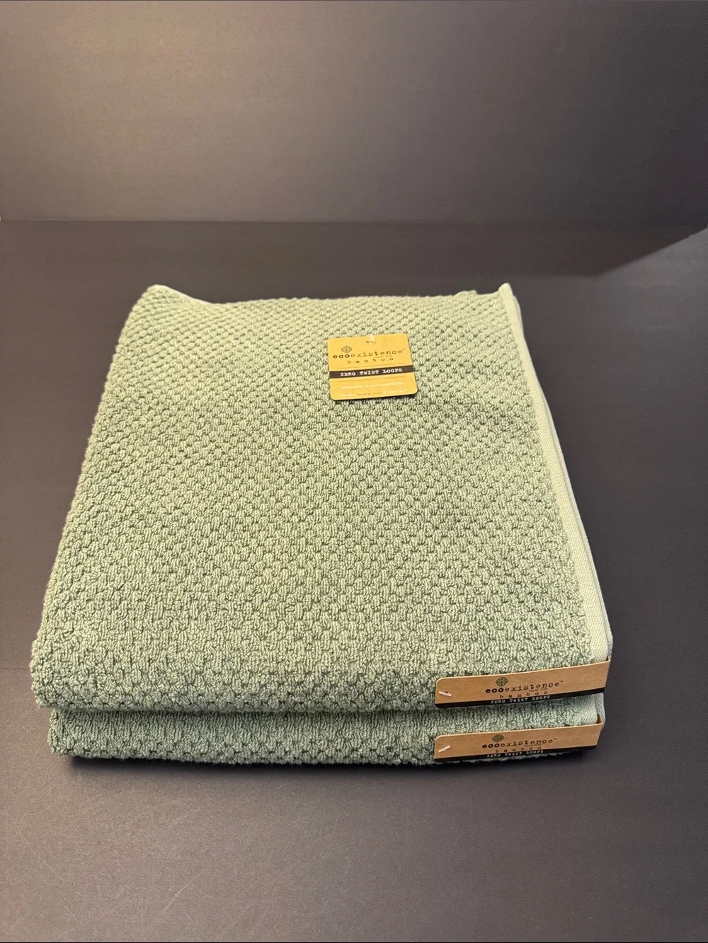 8pc ECOEXISTENCE Bamboo Zero Twist Loops Bath Towel Set - Oil Green